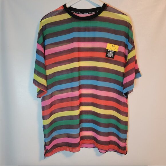 Rainbow Sheer Mesh Tee - Picture 2 of 10